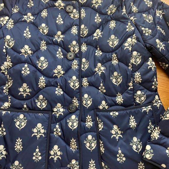 TALBOTS Quilted Collarless Jacket - Ditsy Foulard - Picture 8 of 12